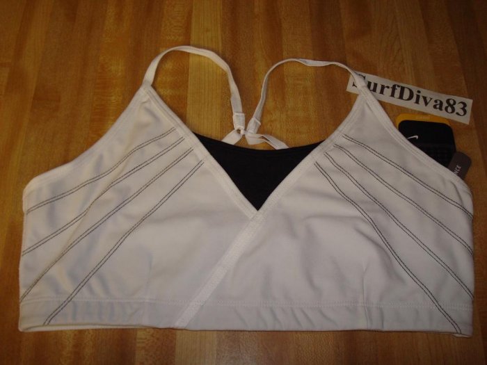 NwT XL NIKE Sport Bra Top New Women DRI-FIT SHIBUYA $38 XLarge White