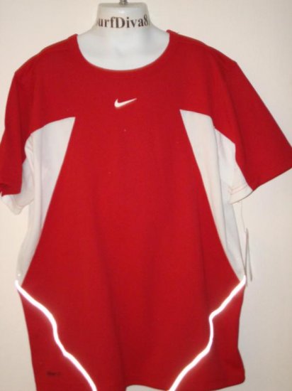 Nwt M NIKE Boys Red Dri-FIT UV Running Shirt Top New Medium