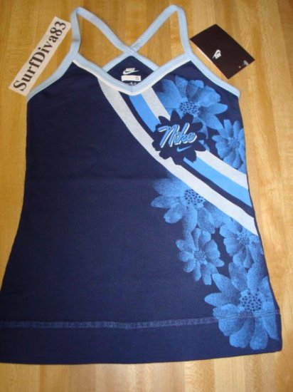 Nwt S 7 8 NIKE GIRL Navy Blue Racer Tank Top Shirt New Small