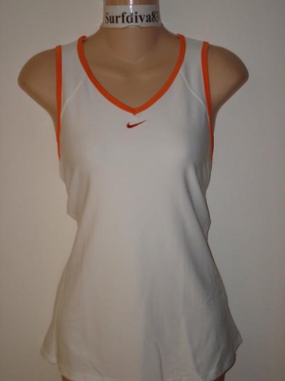 Nwt L NIKE DRI-FIT Women Zoned Cool Tank Top Shirt New Large White Orange
