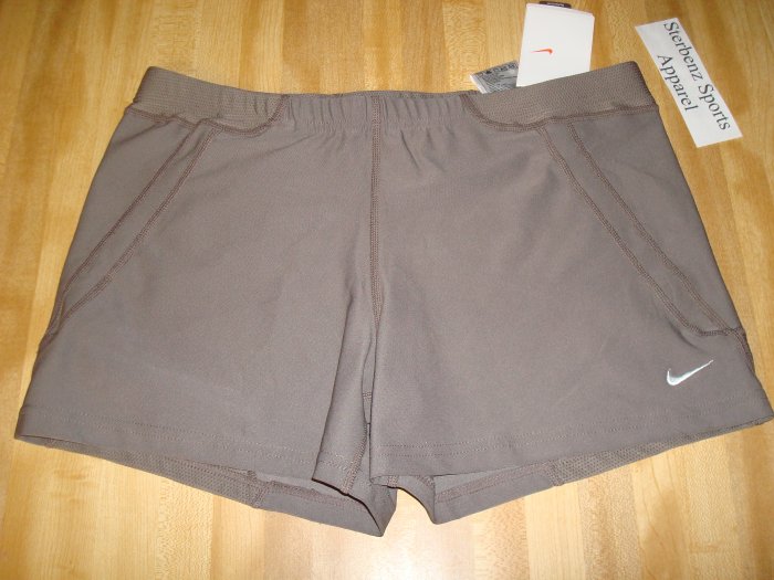 Nwt M NIKE Women Acceleration Running Shorts New DriFit Medium Personal Best Clay
