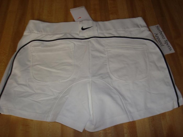 Nwt L NIKE Women Power Control Tennis Shorts New DriFit Large White Black 2 in 1
