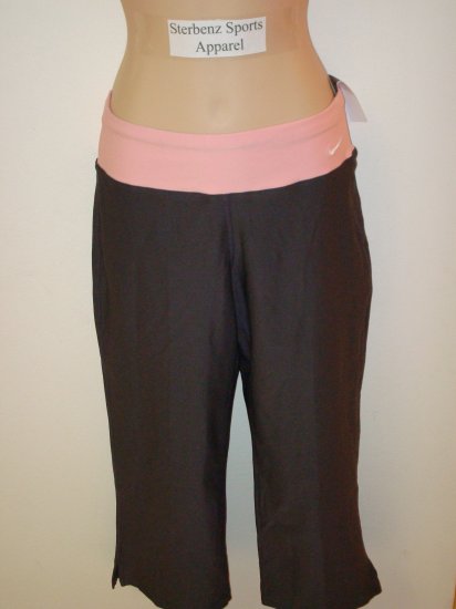 Nwt S NIKE Fit Dry Women Gray PERFECT Capri Pants New Small 4 6 Anthracite Sheen Pink Fitness Yoga