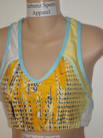 Nwt M NIKE Women Fit Dry Fitness Yoga Sport Bra Top New Medium Yellow Blue White