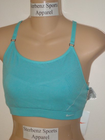 Nwt S M NIKE Women Fit Dry Seamless Sport Bra Top New Small Medium Paradise Aqua