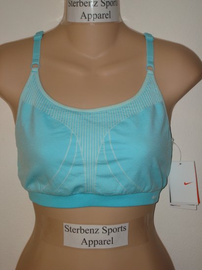 Nwt M L NIKE Women Fit Dry Seamless Sport Bra Top New Medium Large Light Blue