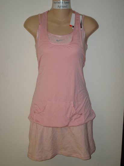 Nwt M NIKE Women Fit Dry Sharapova Tennis Dress New $90 Medium Pink Drop Shot Double Layer Dress