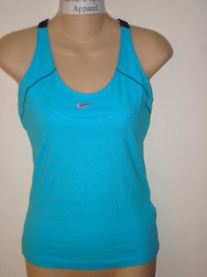 Nwt M NIKE Women Blue Black Racer Fitness Tank Top New Medium