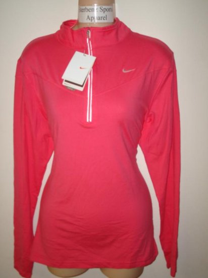 Nwt L NIKE Women Fit Dry Base Layer Half Zip Top New Large Flamingo Pink Running