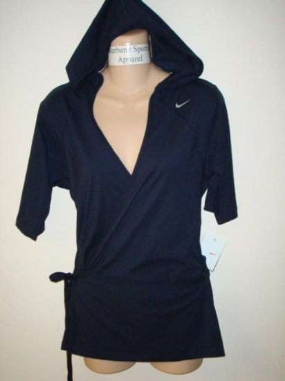 Nwt S NIKE Women Fit Dry Navy Wrap Up Soy Hoody Top New Small