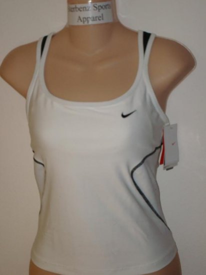 Nwt L NIKE Women Fit Dry Pinnacle Sport Tank Top New Large White Black