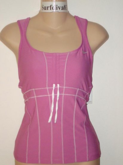 Nwt M NIKE Women Keep It Movin Corset Tank Top New $50 Medium Cool Rose Pink White