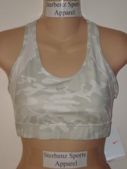 Nwt S 4-6 NIKE Women Fit Dry Camo Sport Bra Top New $35 Small White Gray