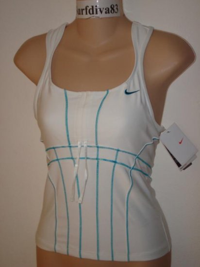 Nwt XL NIKE Women Keep It Movin Corset Tank Top New $50 XLarge White Tropical Teal