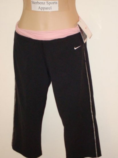 Nwt S NIKE Fit Dry Women Twisted Align Capri Pants New Small Black Pink