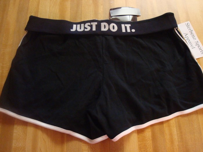 Nwt L Nike Women Black Gym Issue WorkOut Shorts New Large 12 14