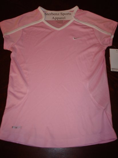 Nwt M 10 12 NIKE GIRL Fit Dry Pink Tempo Shirt Top New #228432-646