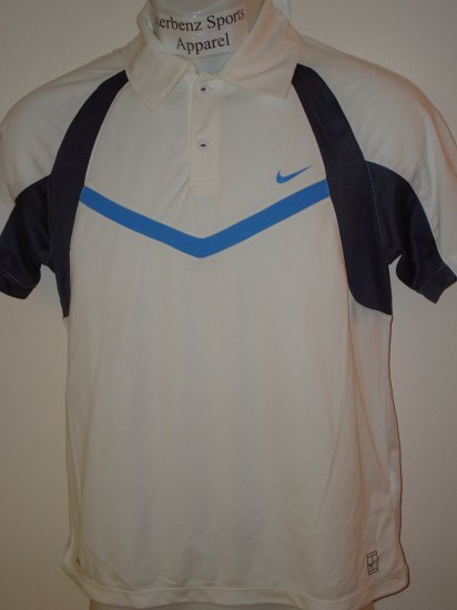 Nwt M NIKE Boys Fit Dry Control Tennis Polo Top New $38 Medium White 243887-100
