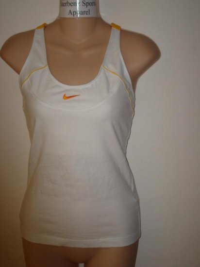 Nwt M NIKE Women White Yellow Cardio Tank Top Shirt New Medium 127827-103