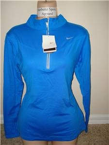 Nwt M NIKE Women Fit Dry Blue Base Layer Top Shirt New Medium 228616-477