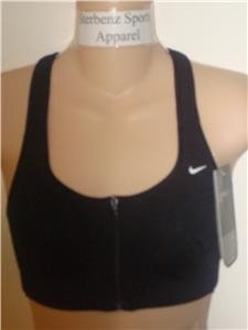 Nwt 34B NIKE Women Fit Dry Zip Front Sport Bra Top New 225083-010