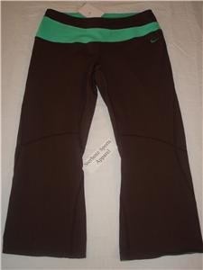 Nwt M NIKE Women Fit Dry Athlete Capri Pants New Brown MEDIUM 127817-237