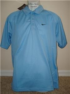 Nwt L NIKE Men Light Blue Fitness Polo Shirt Top New Large 214482-445