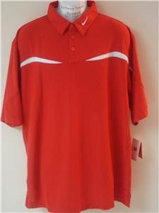 Nwt L NIKE Mens Fit Dry Red White Polo Shirt Top New Large 148679-657