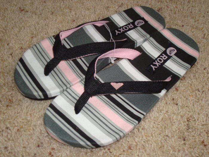 New 8 ROXY Women KABUKI Flip Flops Sandals Shoes Stripe
