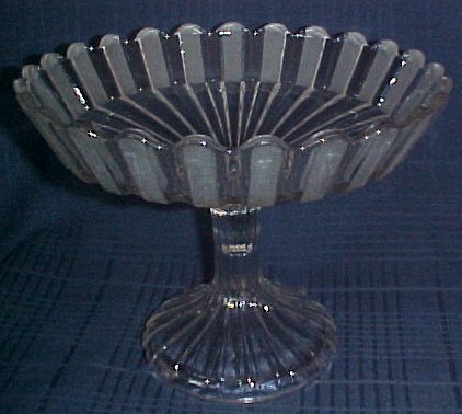 EAPG Bakewell, Pears & George Duncan Frosted Ribbon Pedestal Compote Comport circa 1880 8"