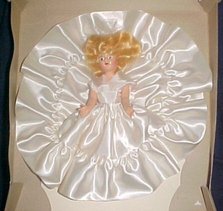 Vintage Hard Plastic 7" Fashion Bride Doll White Satin Dress Sleep Eyes Blonde Hair Original Box