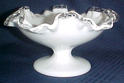 Fenton Silvercrest Pedestal Compote Art Glass Milk Glass 7"