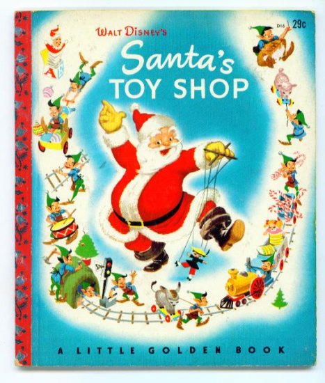 Vintage Little Golden Book SANTA'S TOY SHOP Red Spine