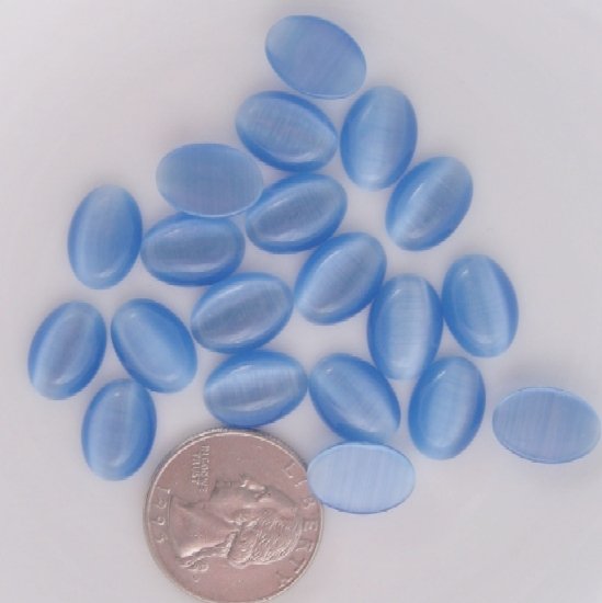 Lot Blue Cat's Eye Glass Cabs 14x10 mm Cabochons Oval 20