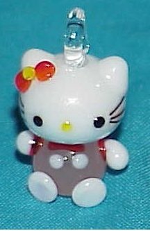 Hello Cute Kitty Pink Cat Glass Bead Pendant
