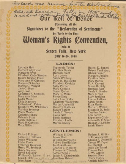 United States History - Immigration & Reform - Women's Rights Movement - 1820 - 1860