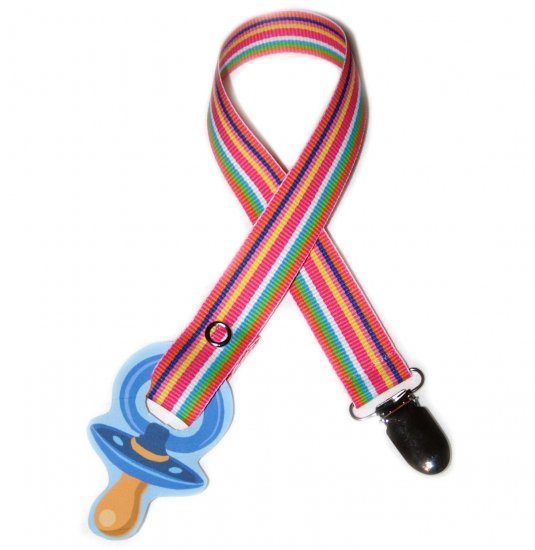 Snigglefritz Pink Prep Ribbon Paci Clip - FREE SHIP!