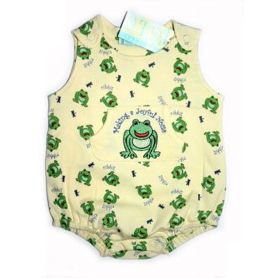 Happy Happy Halo Yellow "Making a Joyful Noise" Frog Onesie Bubble