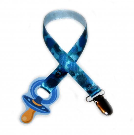 Snigglefritz Hip Blue Camo Pacifier Holder PACI CLIP w/ STYLE