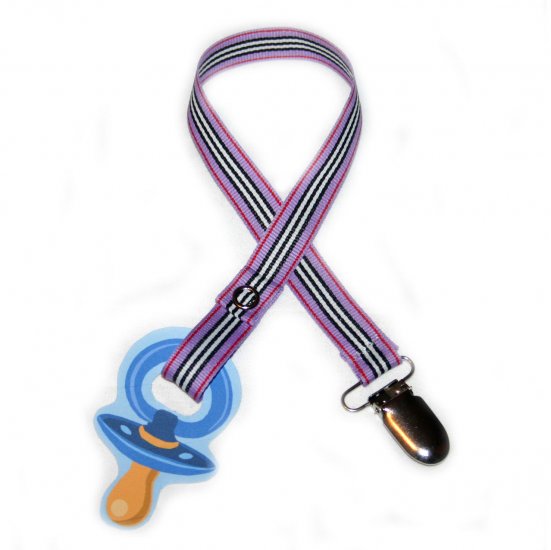 Snigglefritz Purple Stripe Pacifier Holder PACI CLIP w/ STYLE