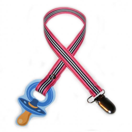Snigglefritz Pink Stripe Pacifier Holder PACI CLIP w/ STYLE