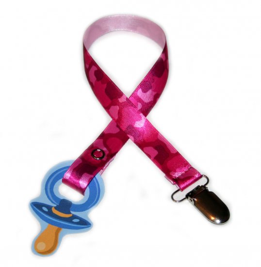 Snigglefritz Hip Pink Camo Pacifier Holder PACI CLIP w/ STYLE
