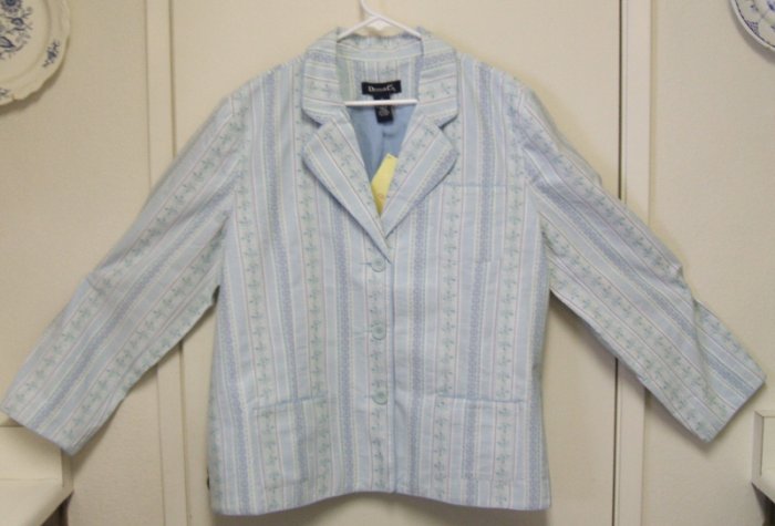 NWT New DENIM & CO QVC Blue Floral JACKET Sz 1x