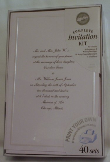 WILTON INVITATIONS Printable Kits Keeping w Tradition White