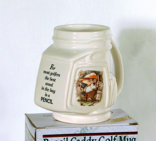 Ceramic Golf Pencil Holder / Cup Mug "Best Wood in the Bag"