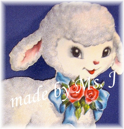 OOAK Vintage Ephemera Magnet, Flocked Lamb, 1950's image; made by Ms. J