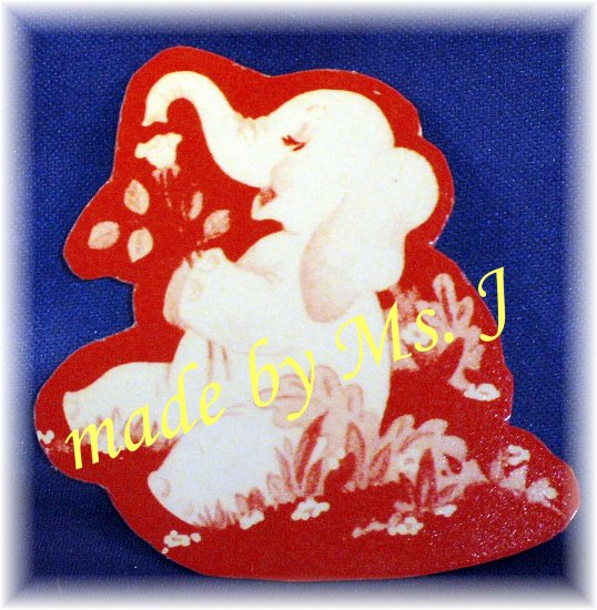 OOAK Vintage Ephemera Magnets (Set of 4), Duotone Elephants, 1950's Images; made by Ms. J