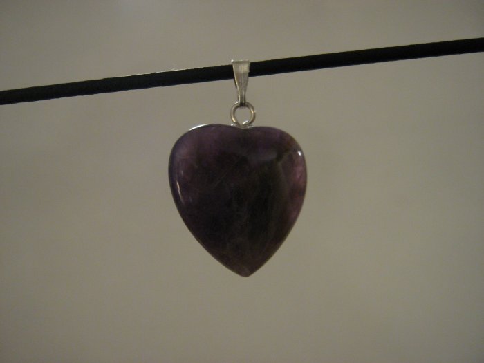 Unique 3/4" Amethyst Heart Pendant Necklace Quartz 3569