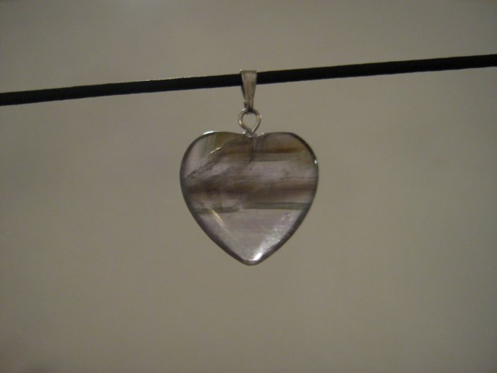 Unique 3/4" Amethyst Heart Pendant Necklace Quartz 3571