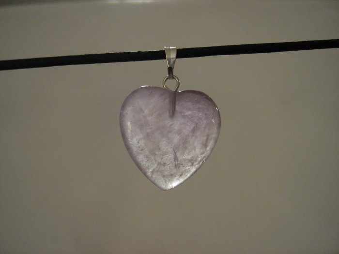 Unique 3/4" Amethyst Heart Pendant Necklace Quartz 3573